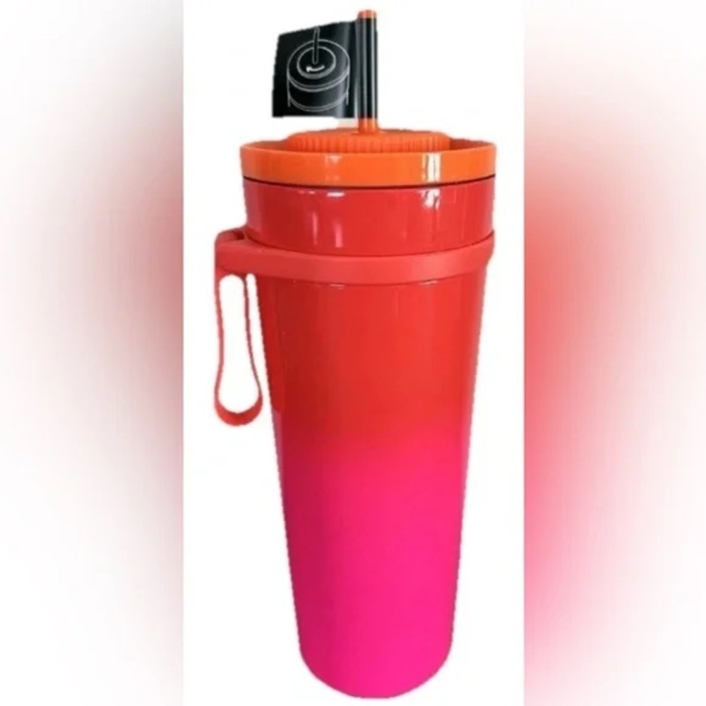 Starbucks Twist-to Seal Straw Lid 24 Oz Cold Cup Orange/Pink